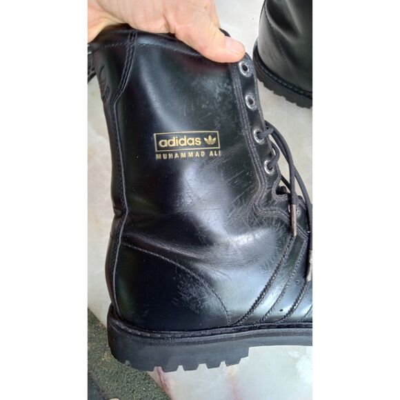 Vintage Adidas Muhammad Ali Black Leather Combat Boots, Men's sz. 12 - Picture 3 of 9